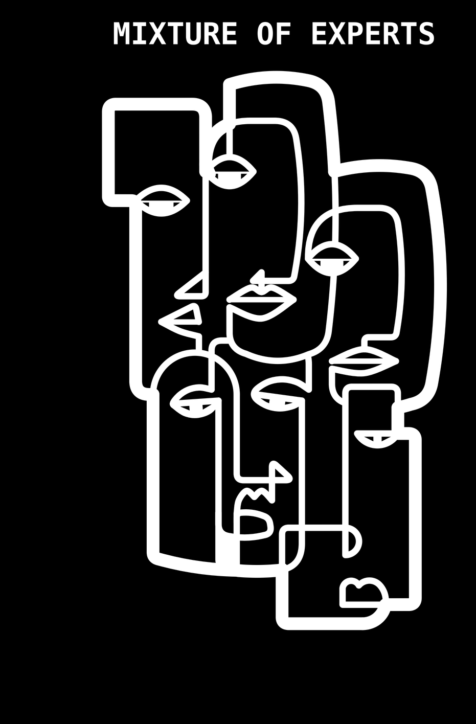 Mixture of Experts — Six Minds, One Head T-Shirt (dark preview)